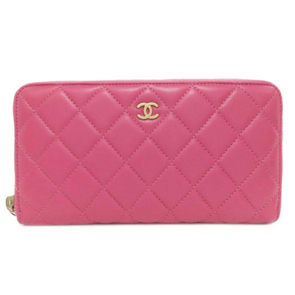 CHANEL Authentic Pink Lambskin Leather Logo Wallet - Picture 11 of 11